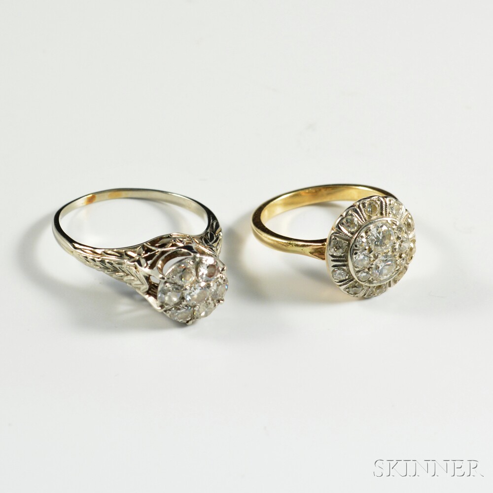 Two 14kt Gold and Diamond Rings
