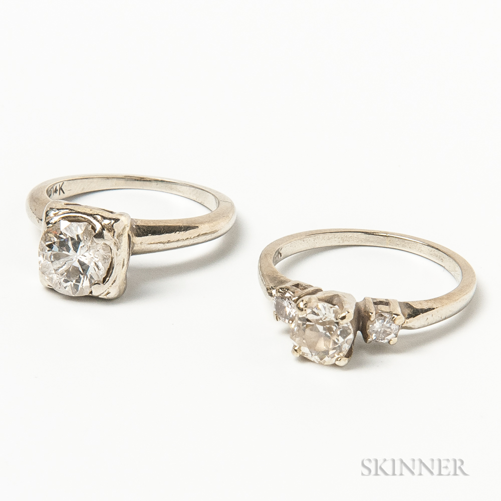 Two 14kt Gold and Diamond Rings