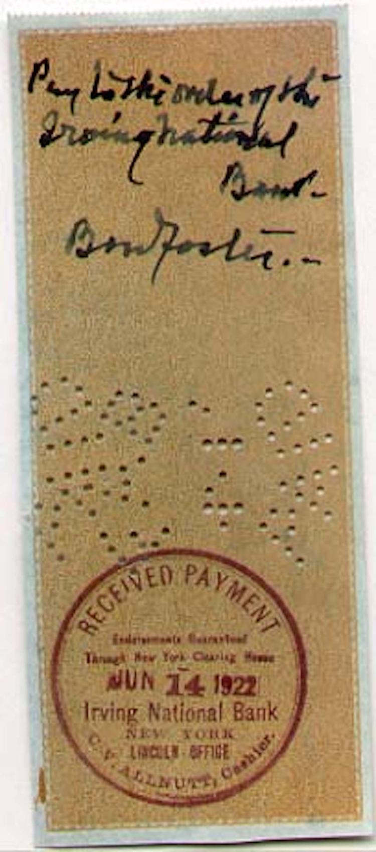 Bank Check Signed by Two Famous Artists