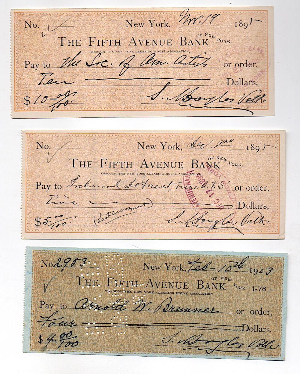 Artists - 3 signed bank checks