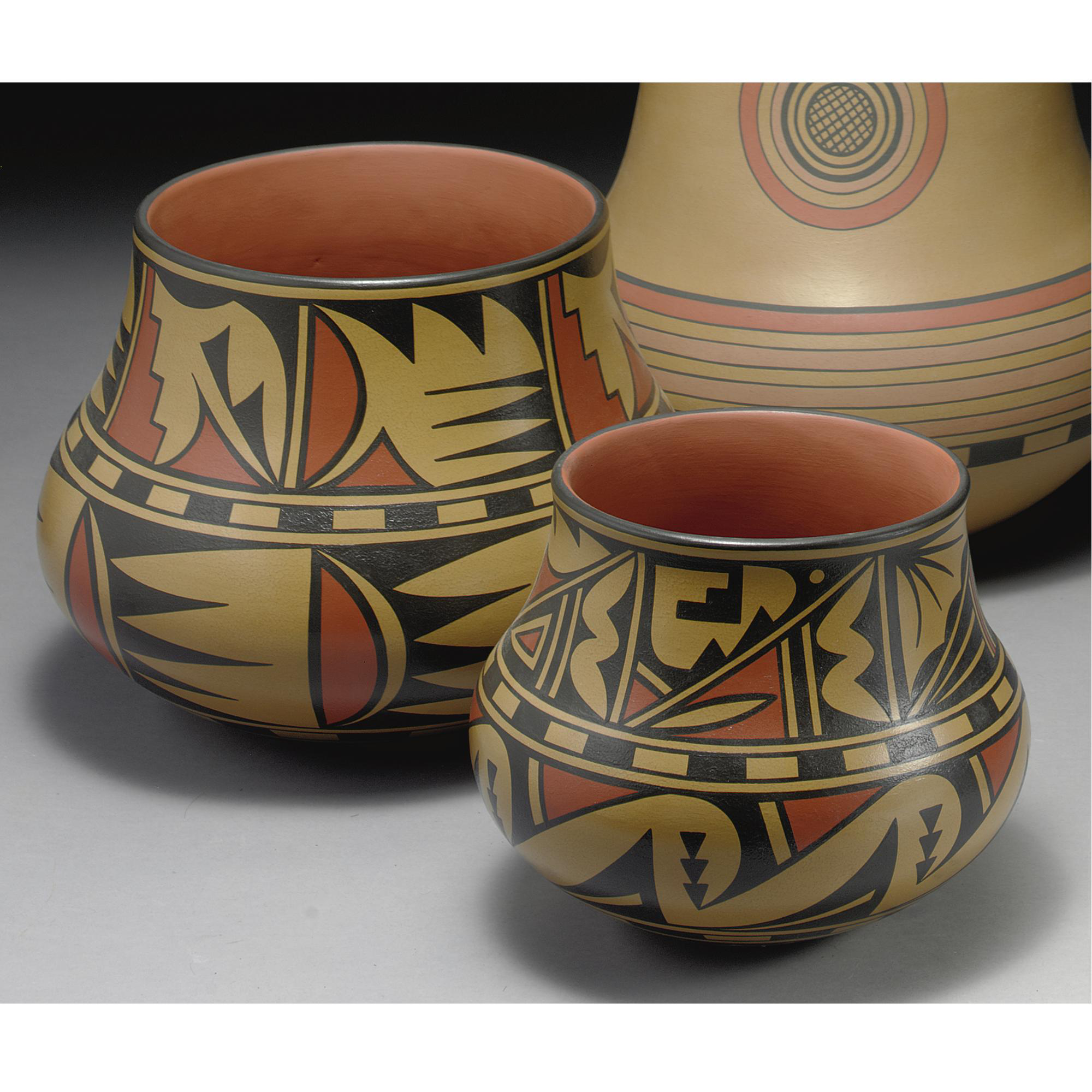 Two Contemproary San Ildefonso Polychromed Pottery Jars