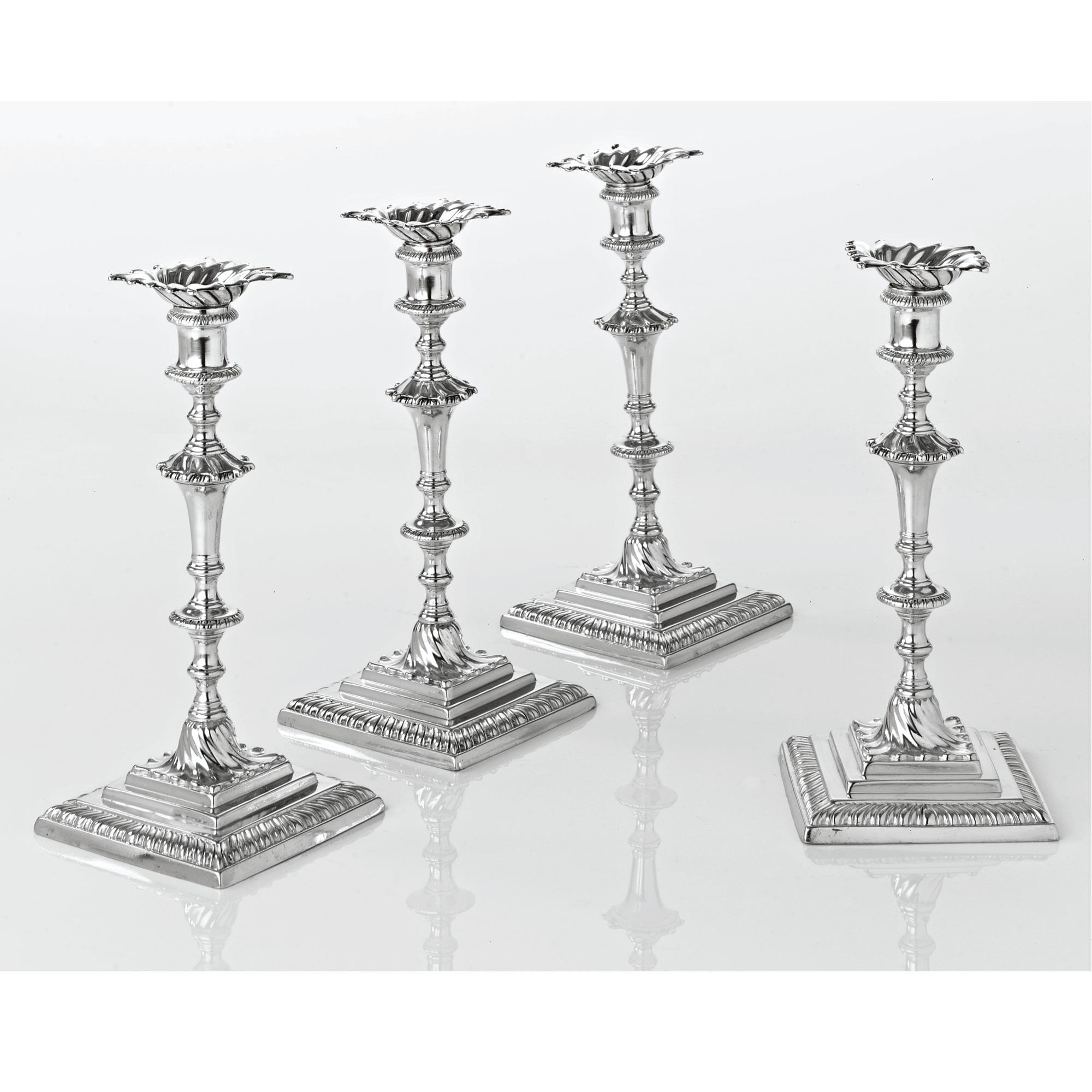 A Set of Four George III Silver Candlesticks, Ebenezer Coker, London, 1762