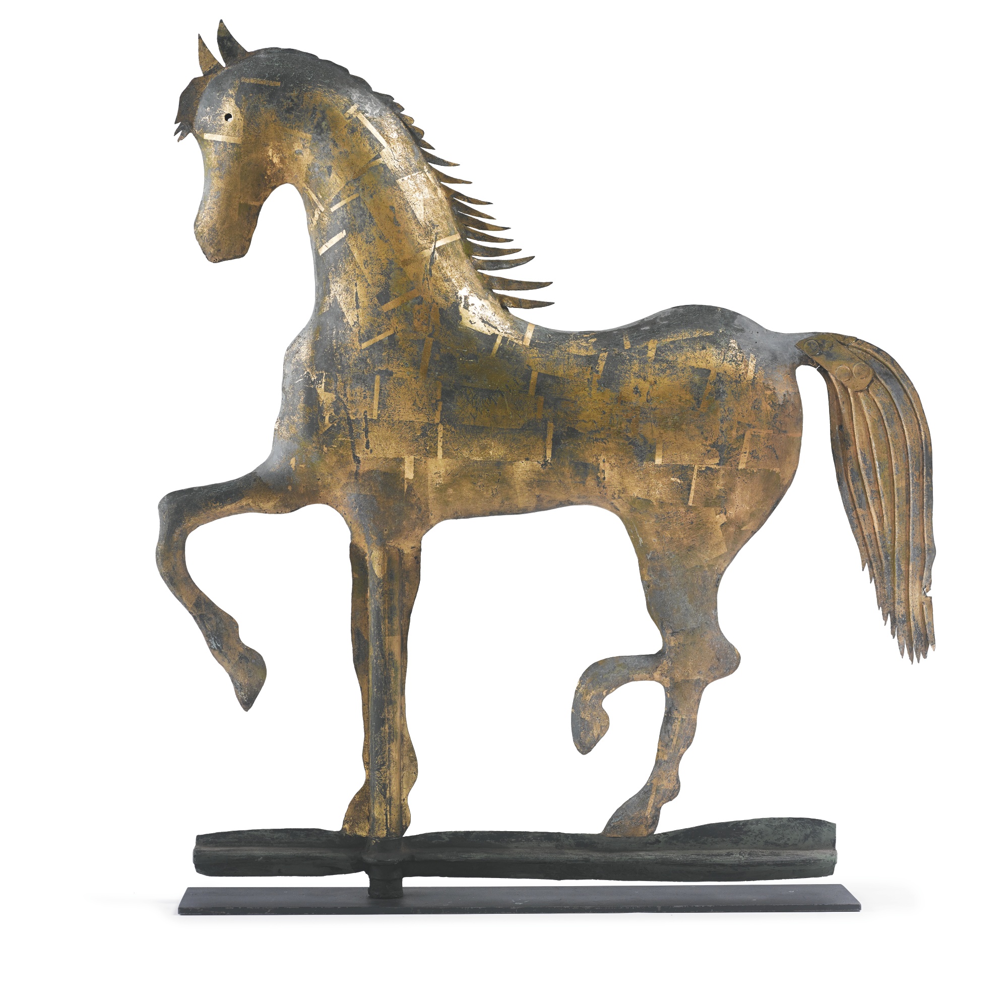 Rare molded and gilded copper horse weathervane, a.l. jewell & co.
