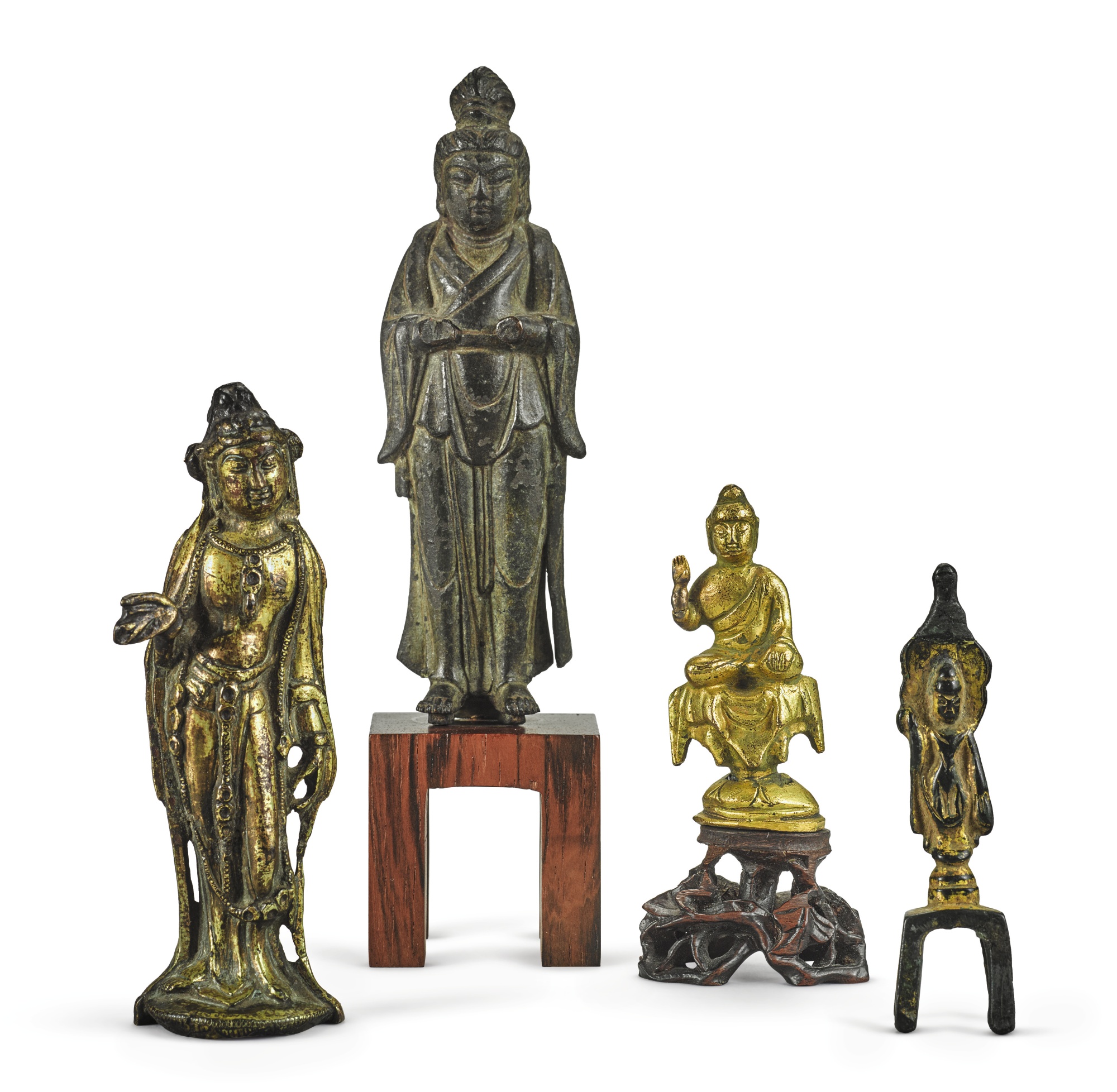 Four bronze buddhist figures sui - tang dynasty