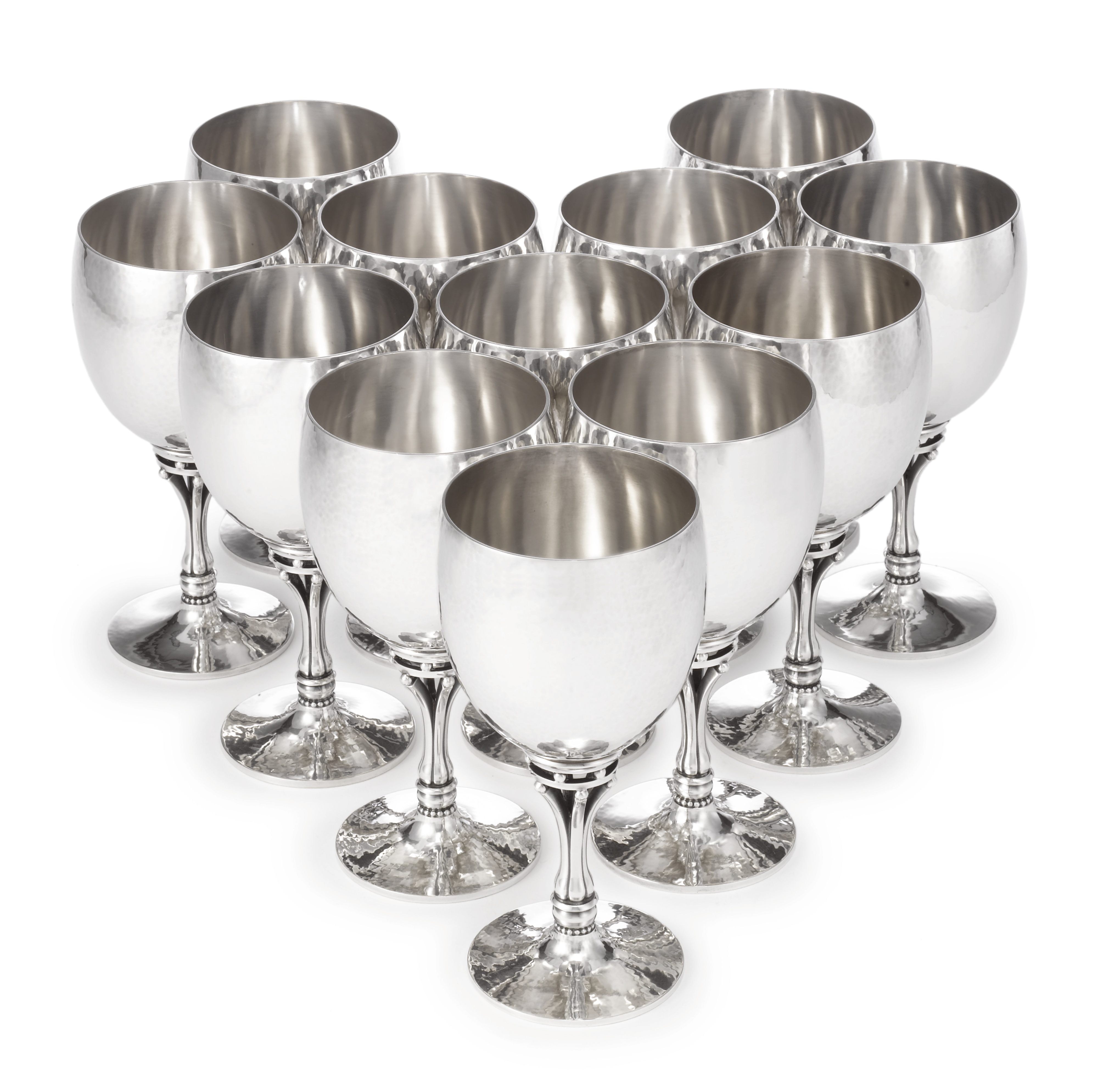 A Set of Twelve Danish Silver Goblets, Georg Jensen Silversmithy, Copenhagen