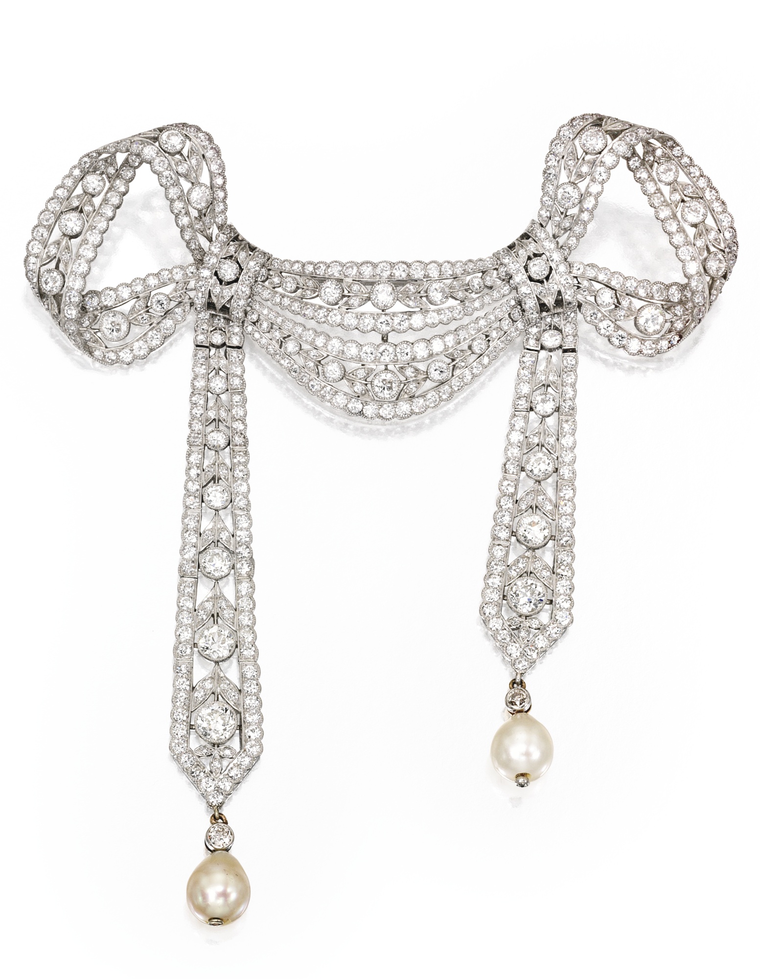 Platinum, diamond and natural pearl brooch, marcus & co., circa 1900-1915