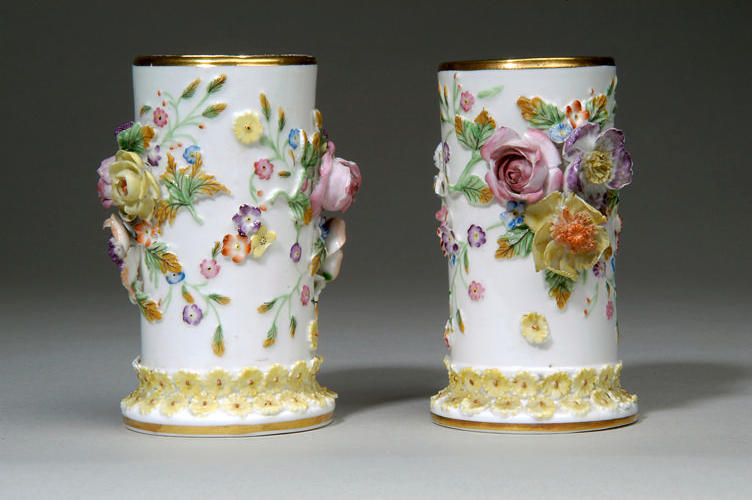 A pair of Spode porcelain spill vases, circa 1820,