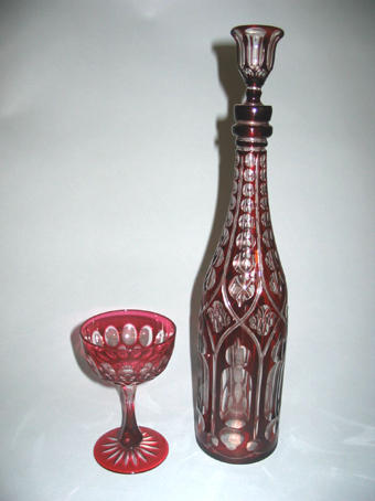 A ruby flashed Bohemian glass decanter 20th Century,