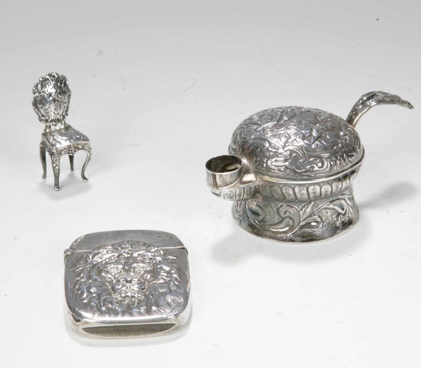 A miniature silver chair With import marks for Berthold Muller, London 1901