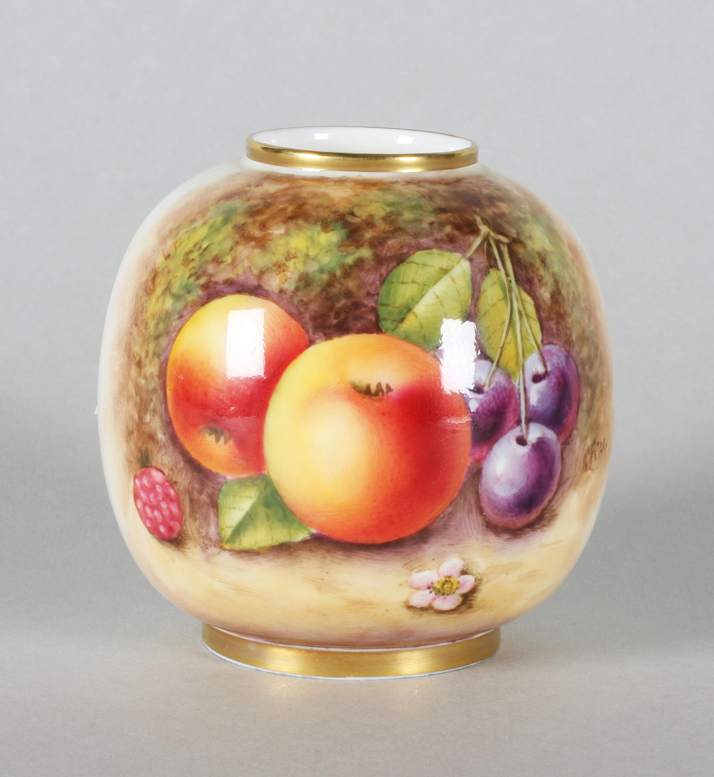 A Royal Worcester fruit painted vase by R. Price