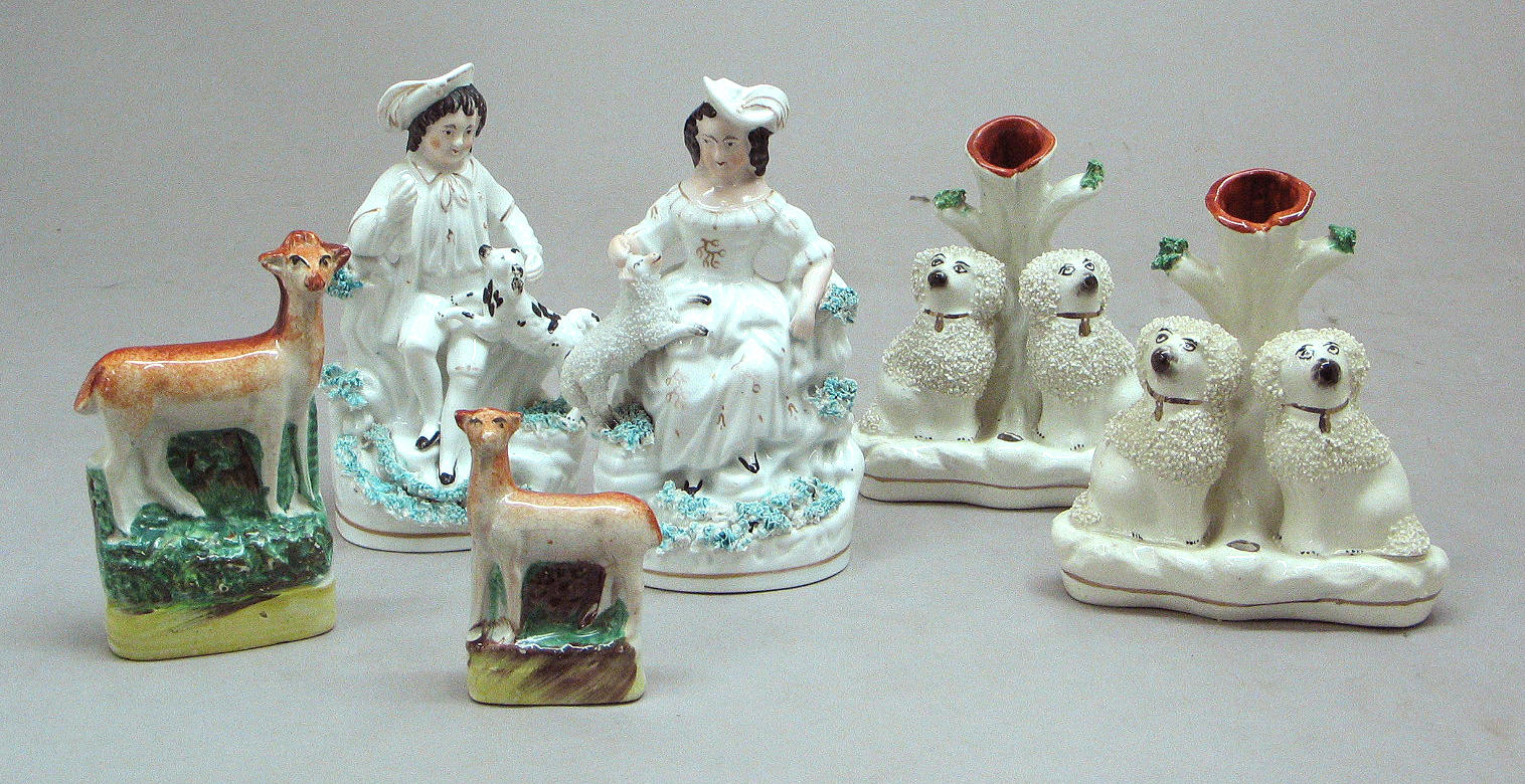 Four Staffordshire ceramic figures and animals