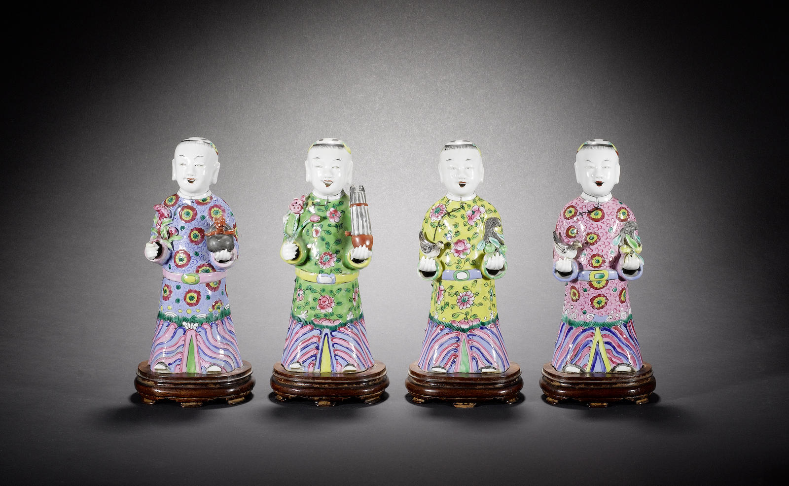 Four famille rose Chinese Export figures Qing Dynasty