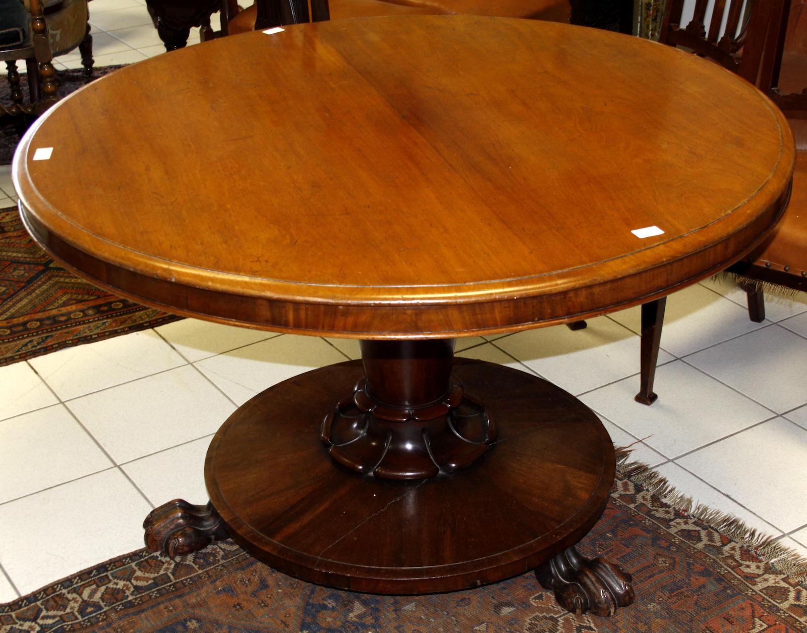 A Victorian mahogany circular tilt top breakfast table