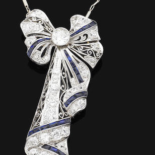 A Belle Epoque sapphire and diamond pendant/brooch,