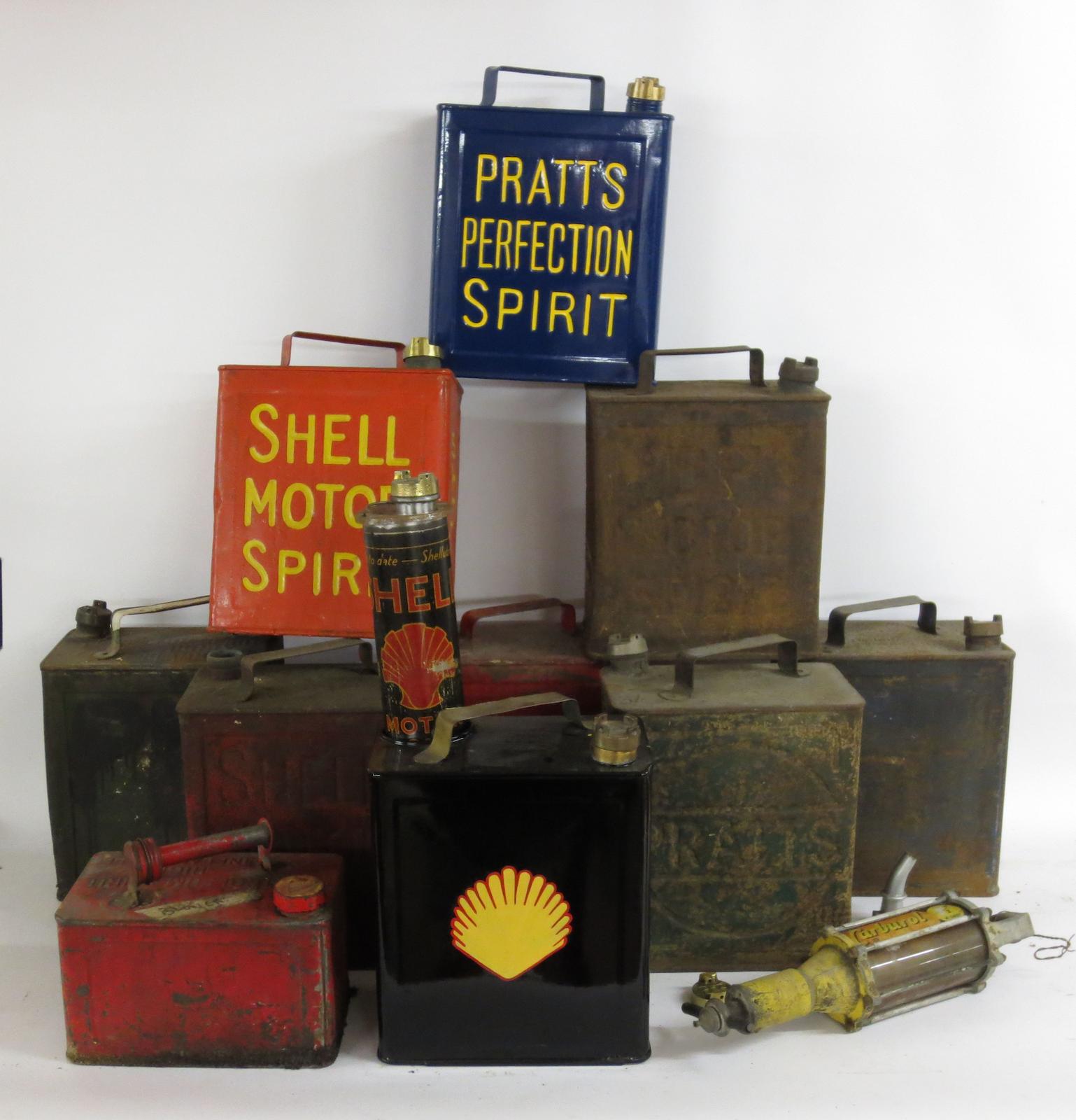 Nine 2 gallon petrol cans,