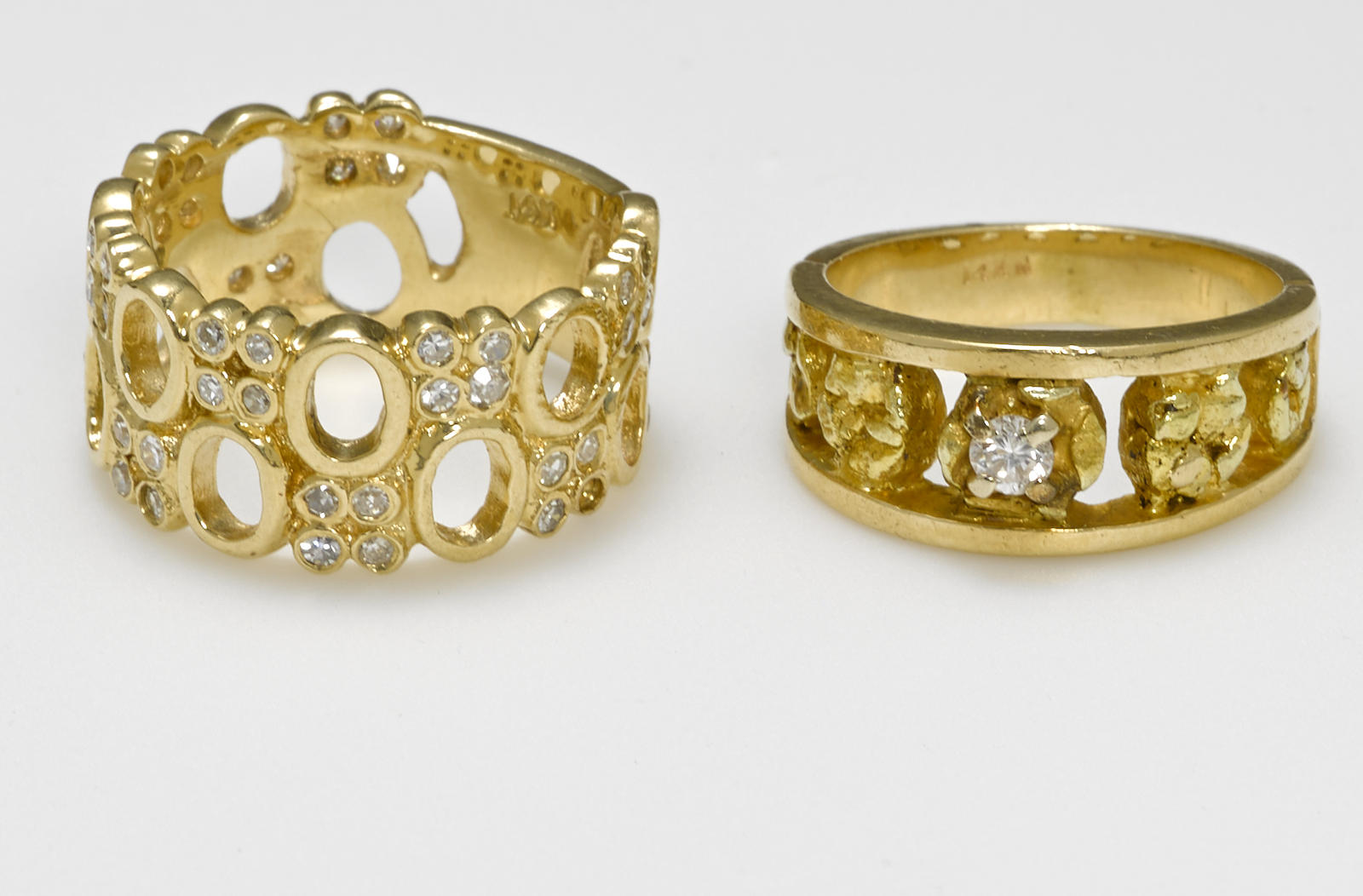 Two diamond and 14k gold rings