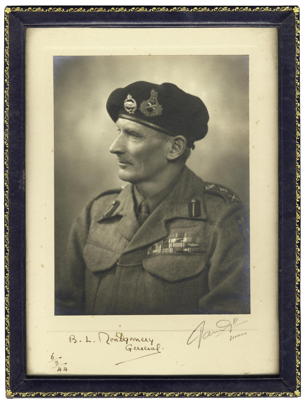 MONTGOMERY (BERNARD LAW) Photograph signed ("B.L. Montgomery/ General") and dated "6/3/44" London, 6 March 1944