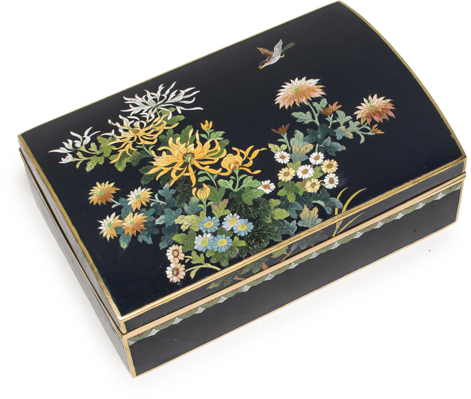 A cloisonne enamel box and cover