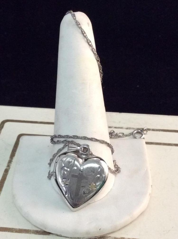 Vintage hand chased Sterling Silver Locket and Chain