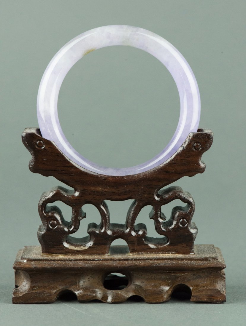 Translucent Chinese Lavender Jadeite Carved Bangle