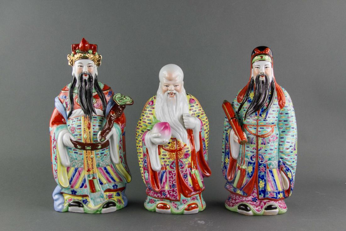 Chinese Porcelain Sanxing Figure Set