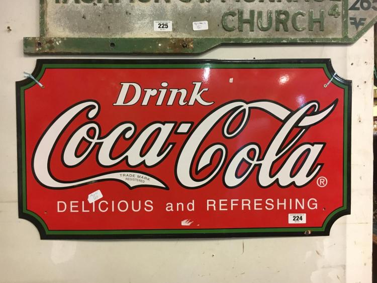 Enamel DRINK COCA COLA sign.