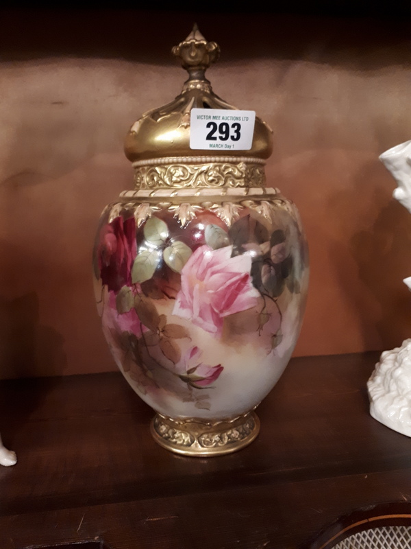 19th. C. hand painted Royal Worcester vase.