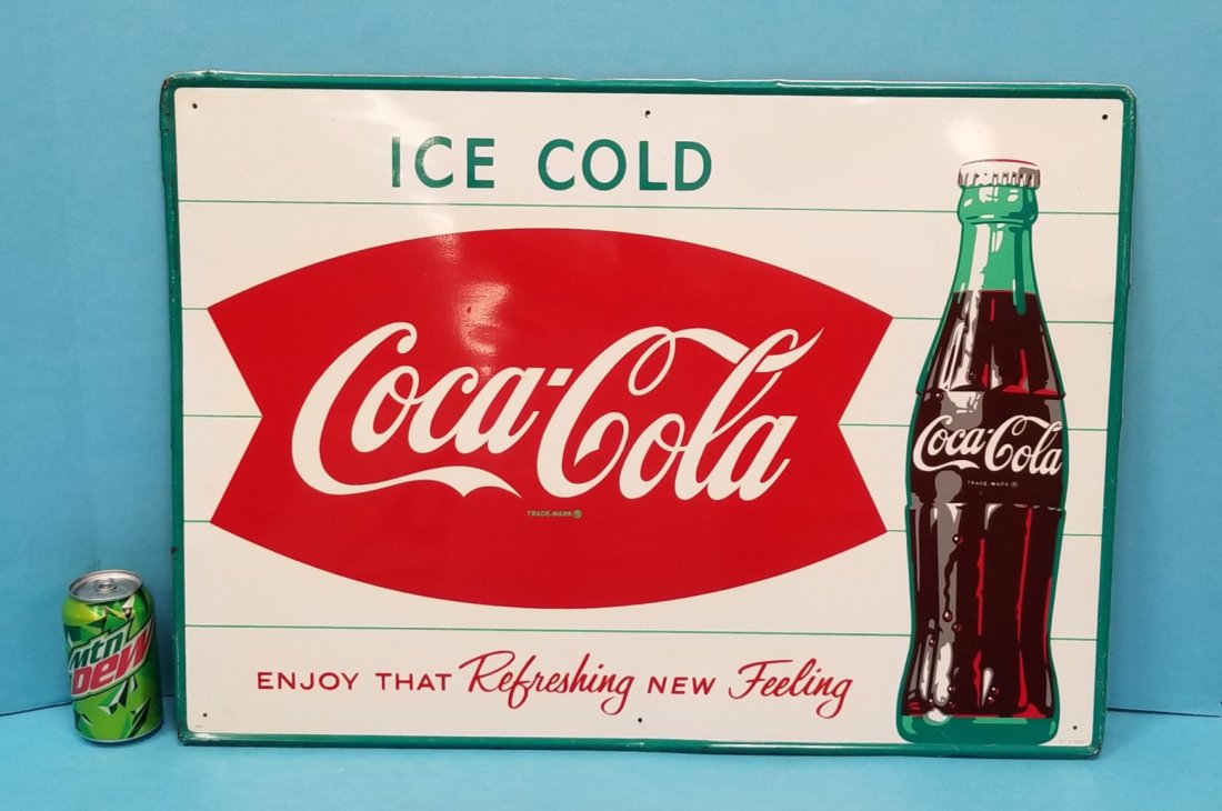 Ice Cold Coca Cola Fishtail Tin Sign