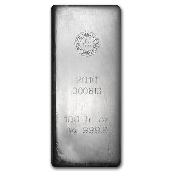 100 oz Royal Canadian Mint RCM Silver Bar (2010) .9999