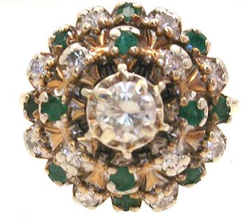 3605A: 14KY .55cttw Diamond .24cttw Emerald 1950s: bm3: