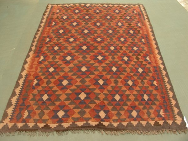 724A: Hand Woven Persian Senneh Kilim Rug 7x5
