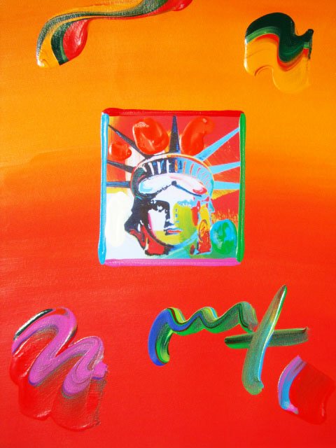 472: Peter Max "LIBERTY HEAD" Original Mixed Media