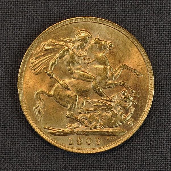 1909 Edward VII Gold Sovereign. Perth Mint.
