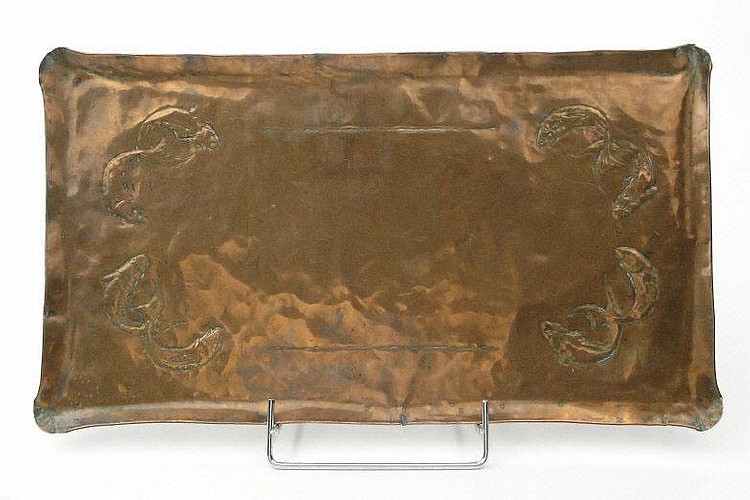 Newlyn style Arts and Crafts rectangular copper