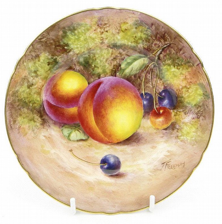 Royal Worcester plate, hand painted with fruit and