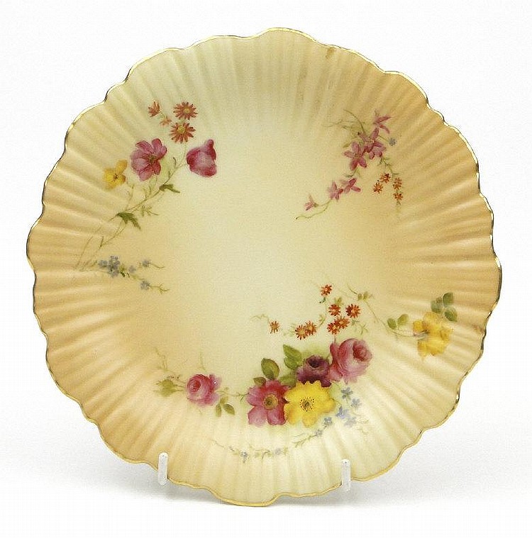 Royal Worcester blush ivory plate hand painted