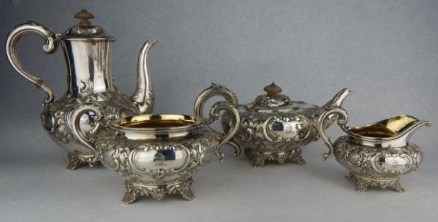 Victorian sterling silver tea set circa 1845
