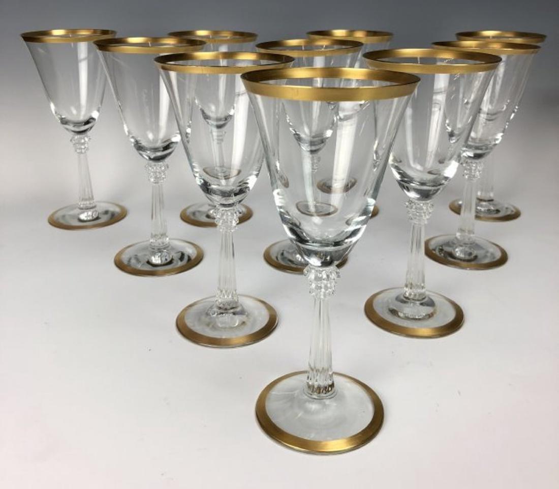 Set of 12 gilt wine glasses
