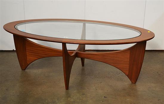? A TEAK G PLAN GLASS TOP COFFEE TABLE.
