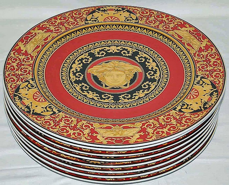 Rosenthal Versace Medusa Red - Set of 8 Service Plates