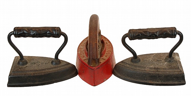 3 Antique Cast Iron Irons