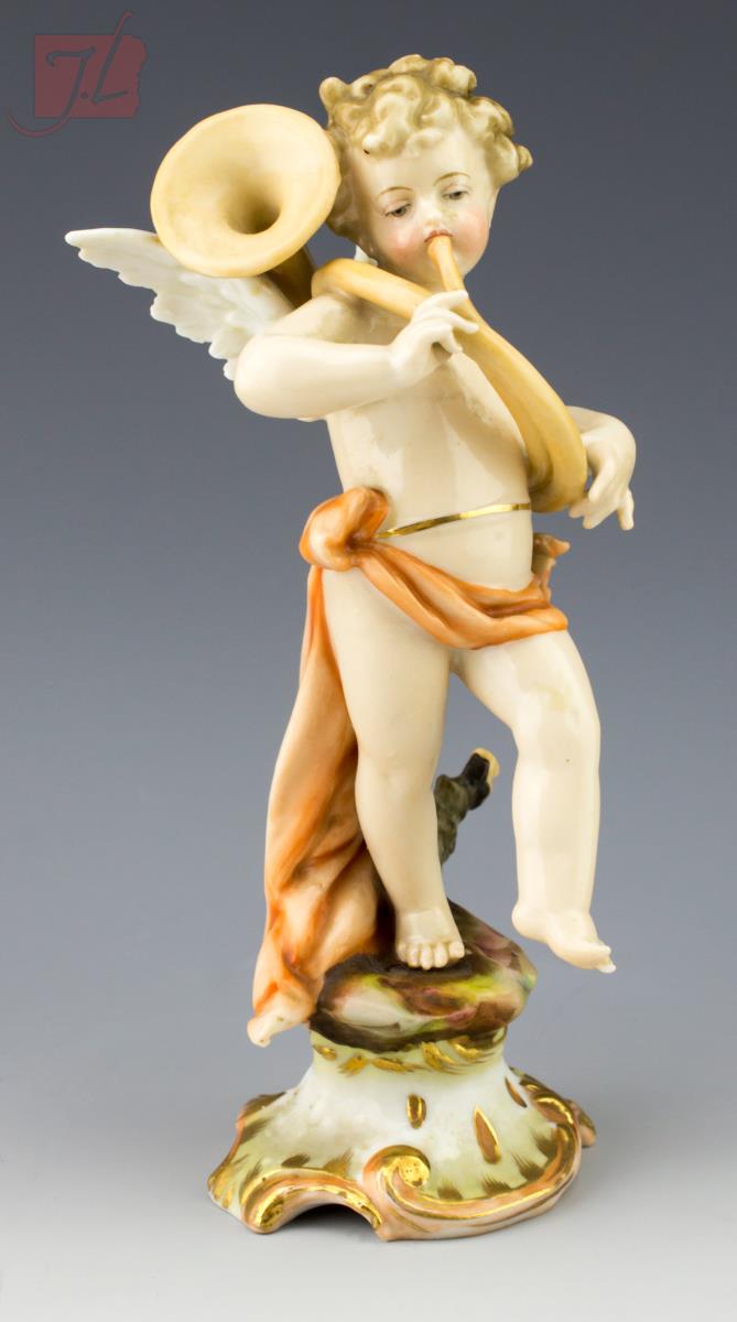 Meissen Hand Painted Porcelain Cherub Figure