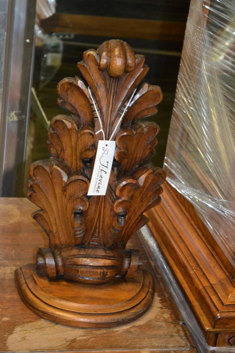 Architectural Salvage Carved Wood Wall Sconce