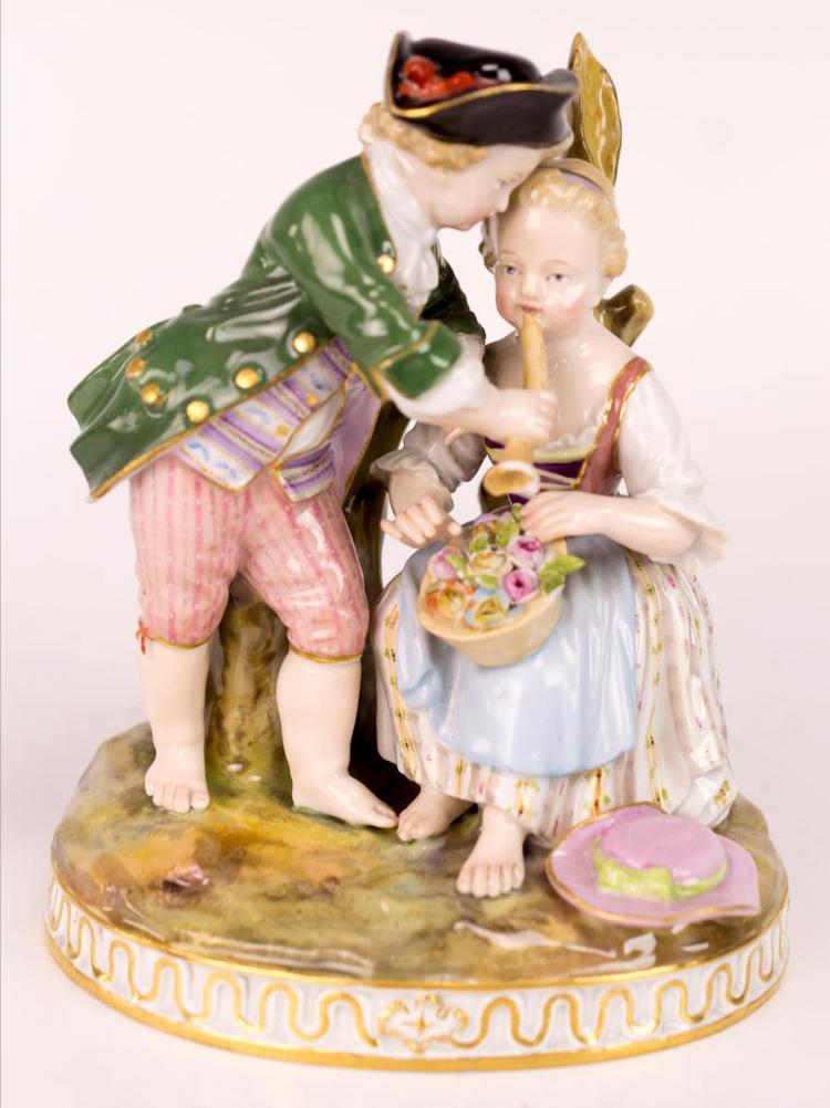 Antique Meissen Hand Painted Porcelain Figurine