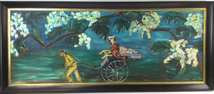 Geraldine Robin, Asian Rickshaw Acrylic on Board