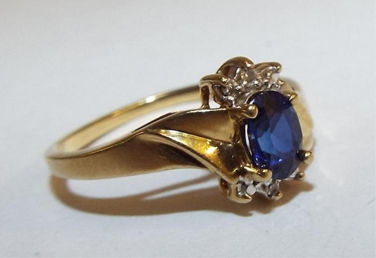 10k Gold, Sapphire & Diamond Ring