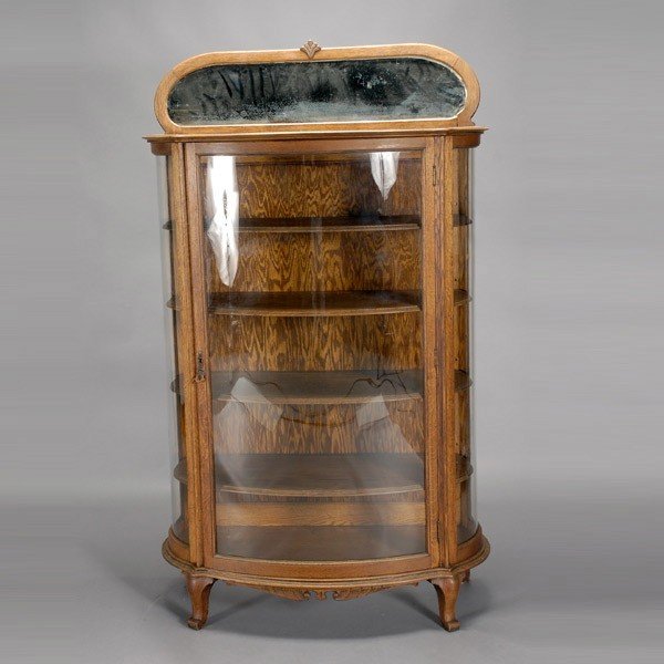 Victorian Oak Curio Display Cabinet