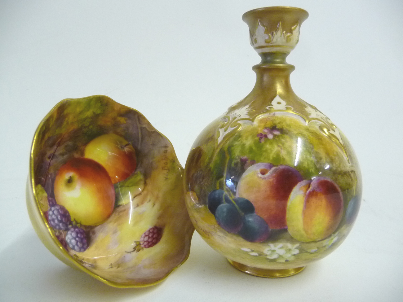 A Royal Worcester Porcelain Fruit Painted Vase