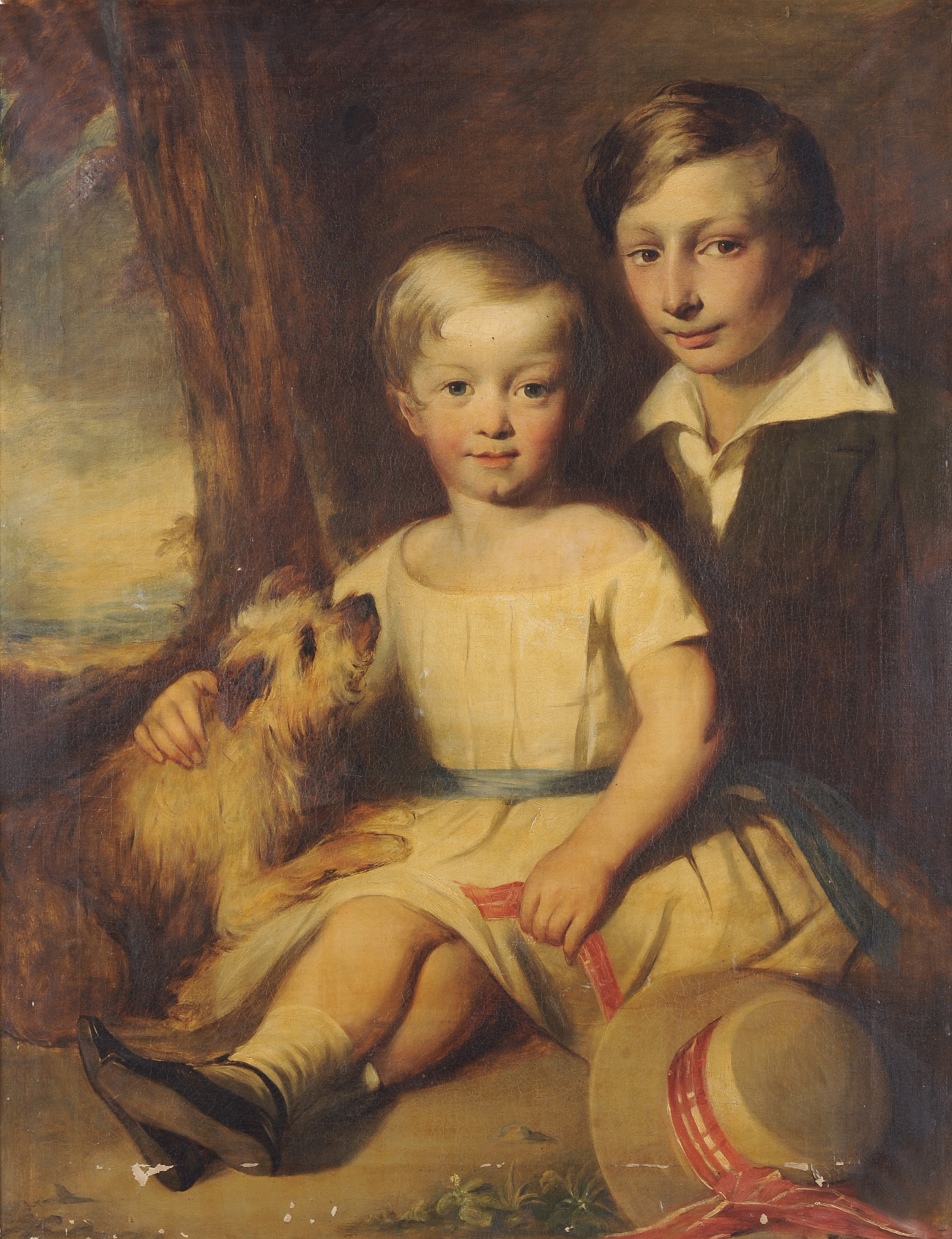 English School (19th century) Portrait of Two Children