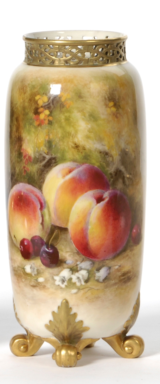 A Royal Worcester Porcelain Fruit Painted Vase